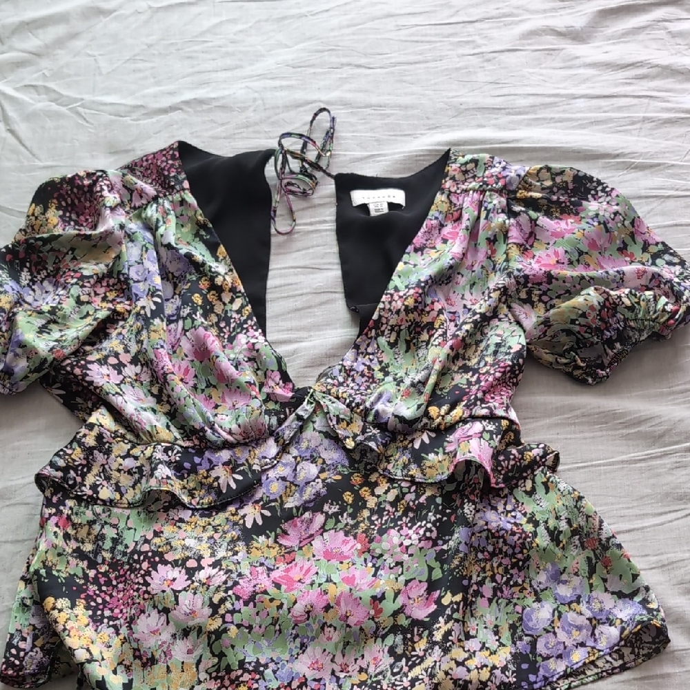Topshop Multicolor Floral Blouse Size 10